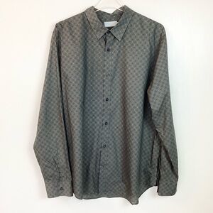 Vince Men’s Long Sleeve Patterned Button Up Shirt - Green - XL